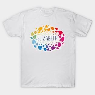 Elizabeth name with colorful leaves T-Shirt